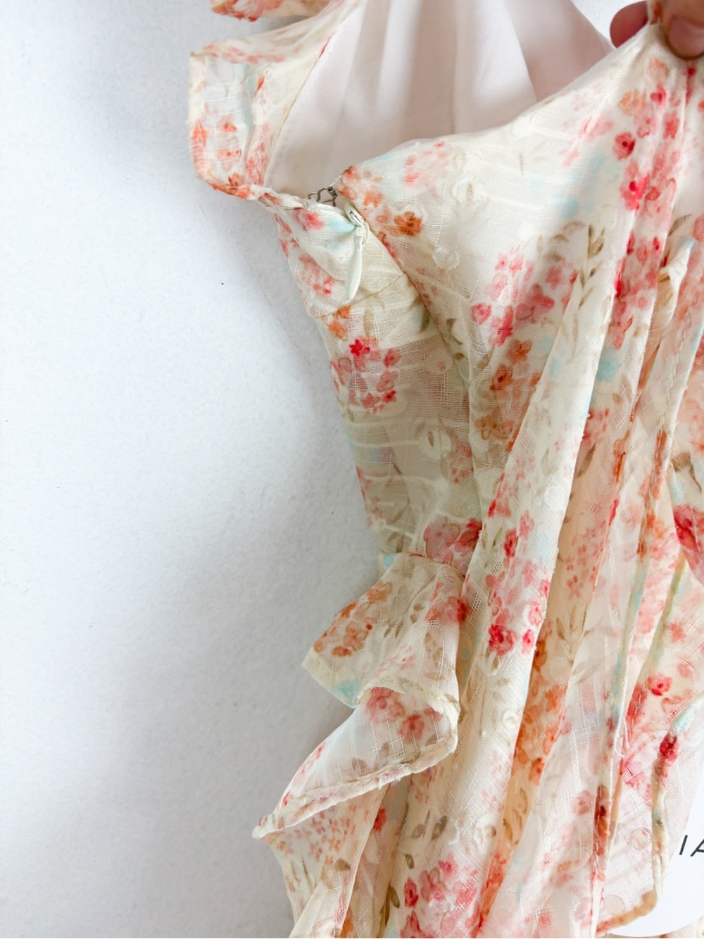 NWT Storia One Shoulder Floral Ruffle Formal Maxi Dress Sz M - Picture 5 of 10